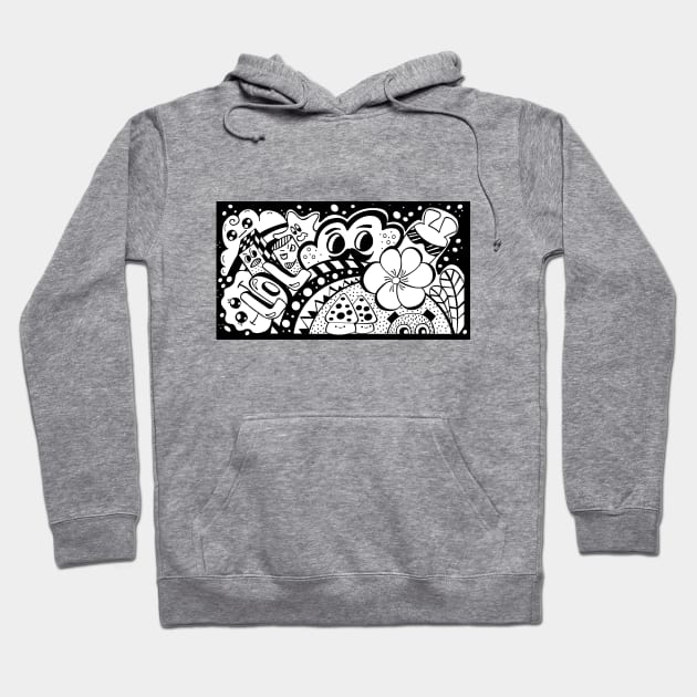 Doodle Funny Faces Hoodie by StudioIris